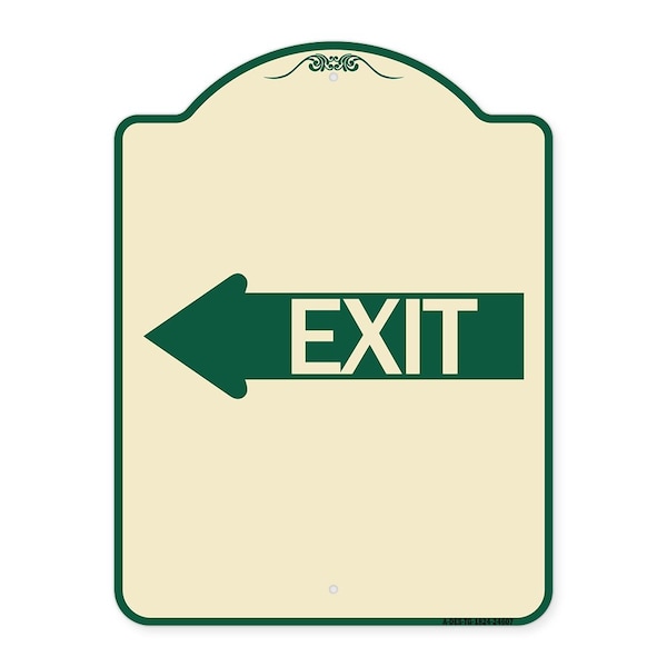 Exit With Left Arrow Heavy-Gauge Aluminum Architectural Sign, 24" H, 18" L, TG-1824-24607